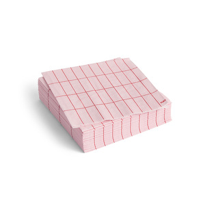 Pattern-paperiservetit, vaaleanpunainen / punainen ruudukko, cocktail
