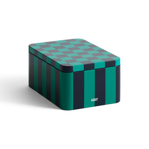 Tin-säilytysrasia, green / dark blue, pieni