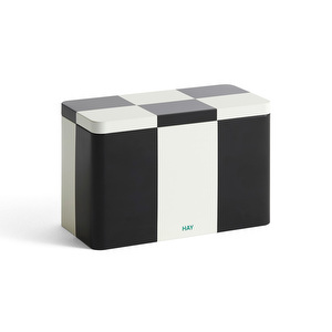 Tin-säilytysrasia, black / off-white, keskikokoinen