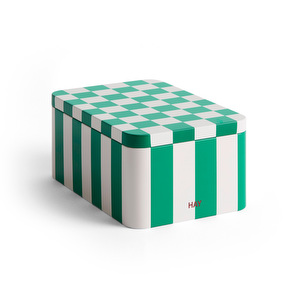 Tin-säilytysrasia, green / off-white, pieni