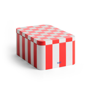 Tin-säilytysrasia, red / off-white, pieni