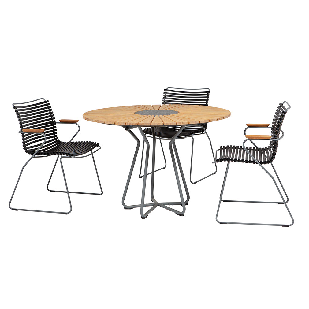 Houe Circle-ruokapöytä + Click-tuolit ø 110 cm, 3 tuolia