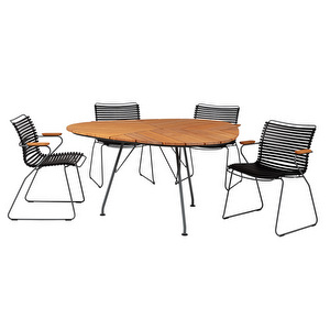 Leaf Dining Table + Click Chairs, 146 x 146 cm, 4 Chairs