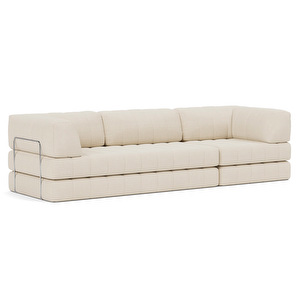 CozyPad-vuodesohva, Corduroy-kangas 594 ivory, L 312 cm / käsinojilla