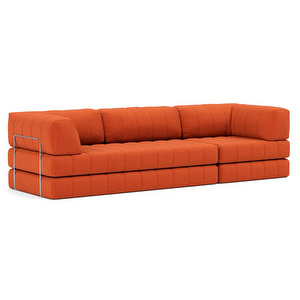 CozyPad-vuodesohva, Esina-kangas 412 rust orange, L 312 cm / käsinojilla