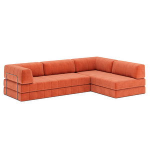 CozyPad-vuodesohva, Esina-kangas 412 rust orange, 312 x 208 cm / käsinojilla