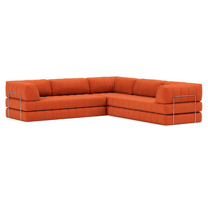 CozyPad-vuodesohva, Esina-kangas 412 rust orange, 312 x 312 cm / käsinojilla