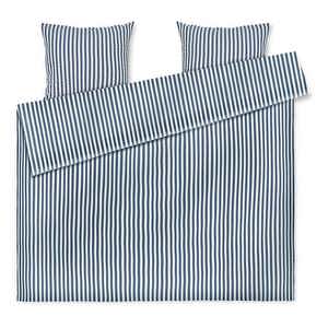 Bæk&Bølge Lines Quilt Cover, Dark Blue / White, 220 x 220 cm