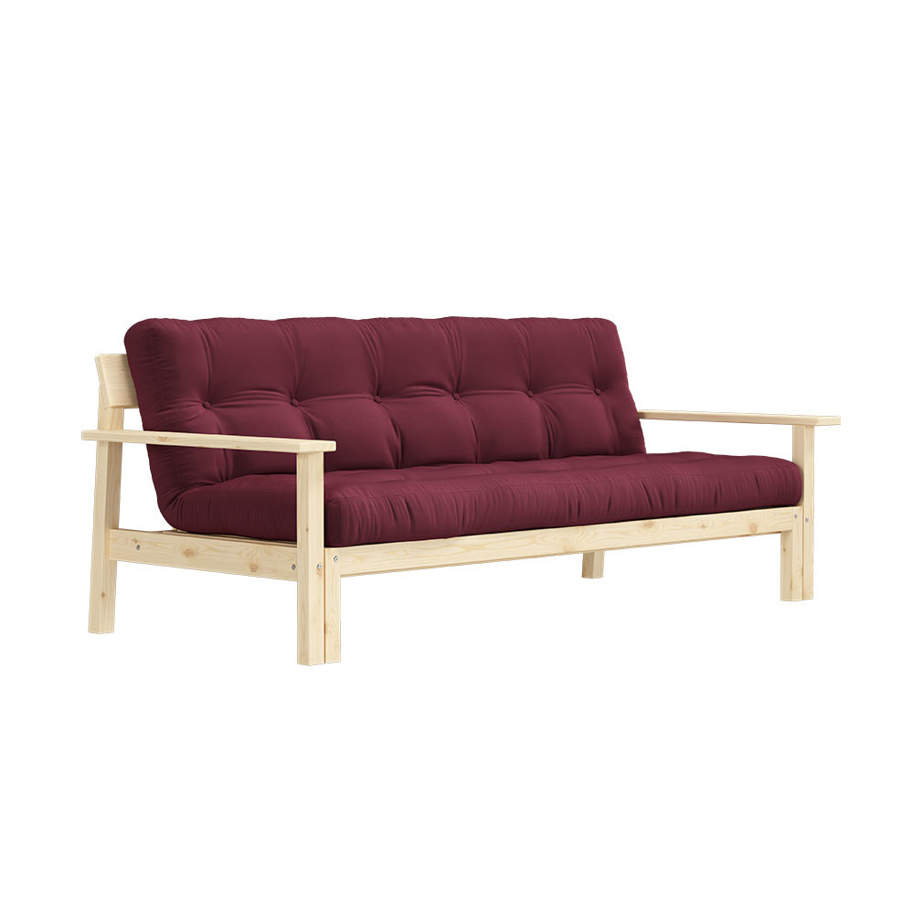 Karup Design Unwind-futonsohva bordeaux/mänty, L 218 cm