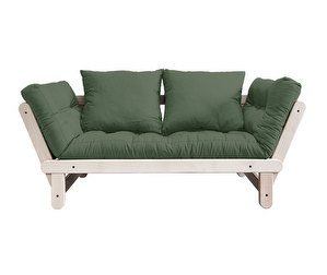 Beat-futonsohva, olive green/mänty, L 162 cm