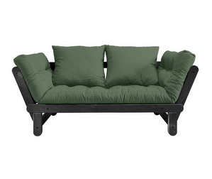 Beat-futonsohva, olive green/musta, L 162 cm