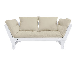 Beat-futonsohva, beige/valkoinen, L 162 cm