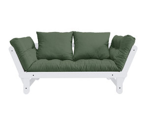 Beat-futonsohva, olive green/valkoinen, L 162 cm