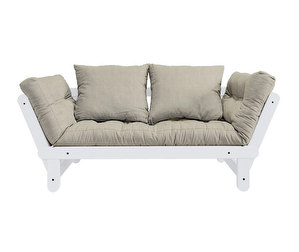 Beat-futonsohva, linen/valkoinen, L 162 cm