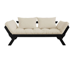 Bebop-futonsohva, beige/musta, L 180 cm
