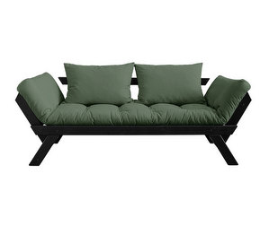 Bebop-futonsohva, olive green/musta, L 180 cm