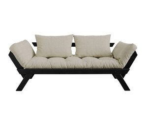 Bebop-futonsohva, linen/musta, L 180 cm