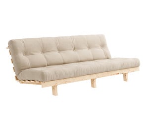 Lean Futon Sofa, Beige/Pine, W 190 cm