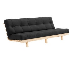 Lean Futon Sofa, Dark Grey / Pine, W 190 cm