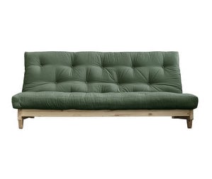 Fresh Futon Sofa, Olive Green/Pine, W 200 cm