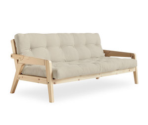 Grab Futon Sofa, Beige/Pine, W 200 cm