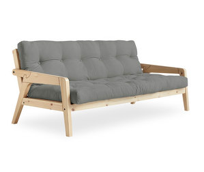 Grab Futon Sofa, Grey/Pine, W 200 cm