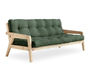 Grab Futon Sofa, Olive Green / Pine, W 200 cm