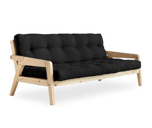 Grab Futon Sofa, Dark Grey / Pine, W 200 cm