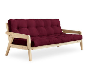 Grab Futon Sofa, Bordeaux/Pine, W 200 cm