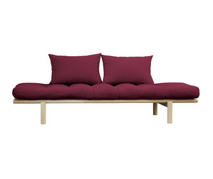 Pace Futon Sofa, Bordeaux/Pine