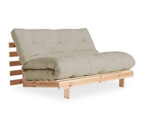 Roots Futon Sofa, Linen/Pine, W 140 cm