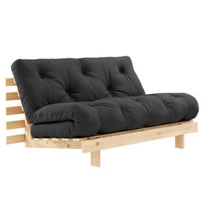 Roots Futon Sofa, Dark Grey / Pine, W 140 cm