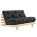 Roots Futon Sofa, Dark Grey / Pine, W 140 cm