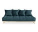 Senza Futon Sofa, Petrol Blue / Pine