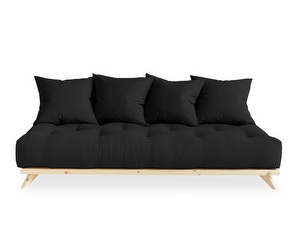Senza Futon Sofa, Dark Grey / Pine
