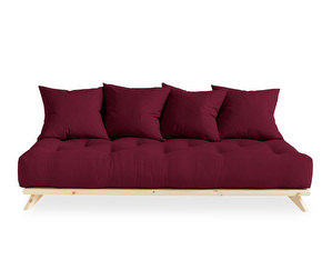 Senza Futon Sofa, Bordeaux/Pine