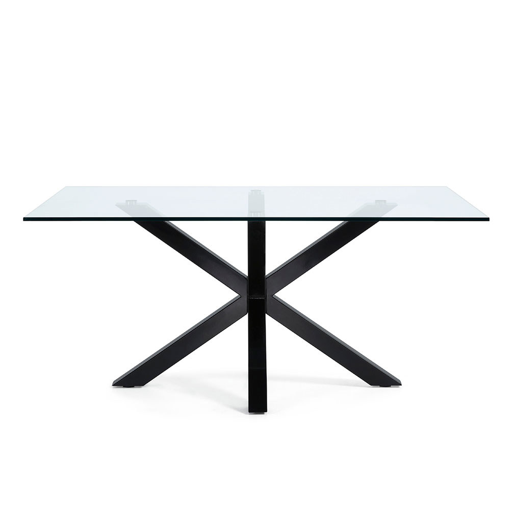 Kave Home Argo Dining Table Glass/Black, 180 x 100 cm