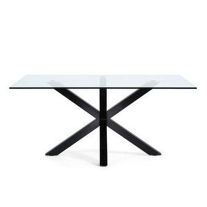 Argo Dining Table, Glass/Black, 180 x 100 cm