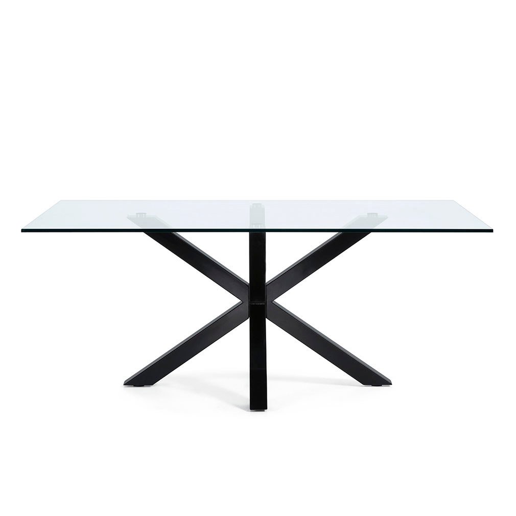 Kave Home Argo Dining Table Glass/Black, 200 x 100 cm
