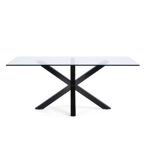 Argo Dining Table, Glass/Black, 200 x 100 cm