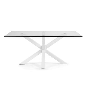 Argo Dining Table, Glass/White, 180 x 100 cm