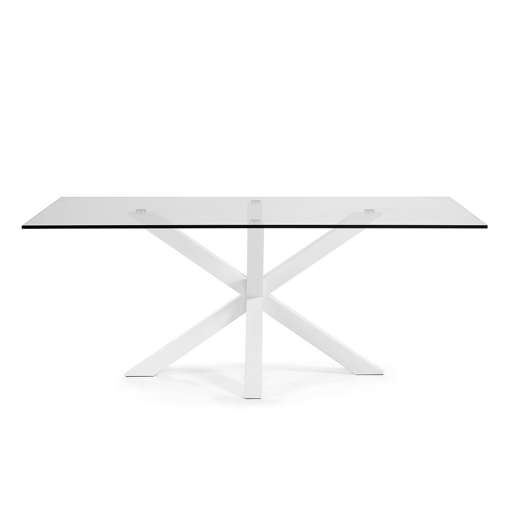Kave Home Argo Dining Table Glass/White, 200 x 100 cm