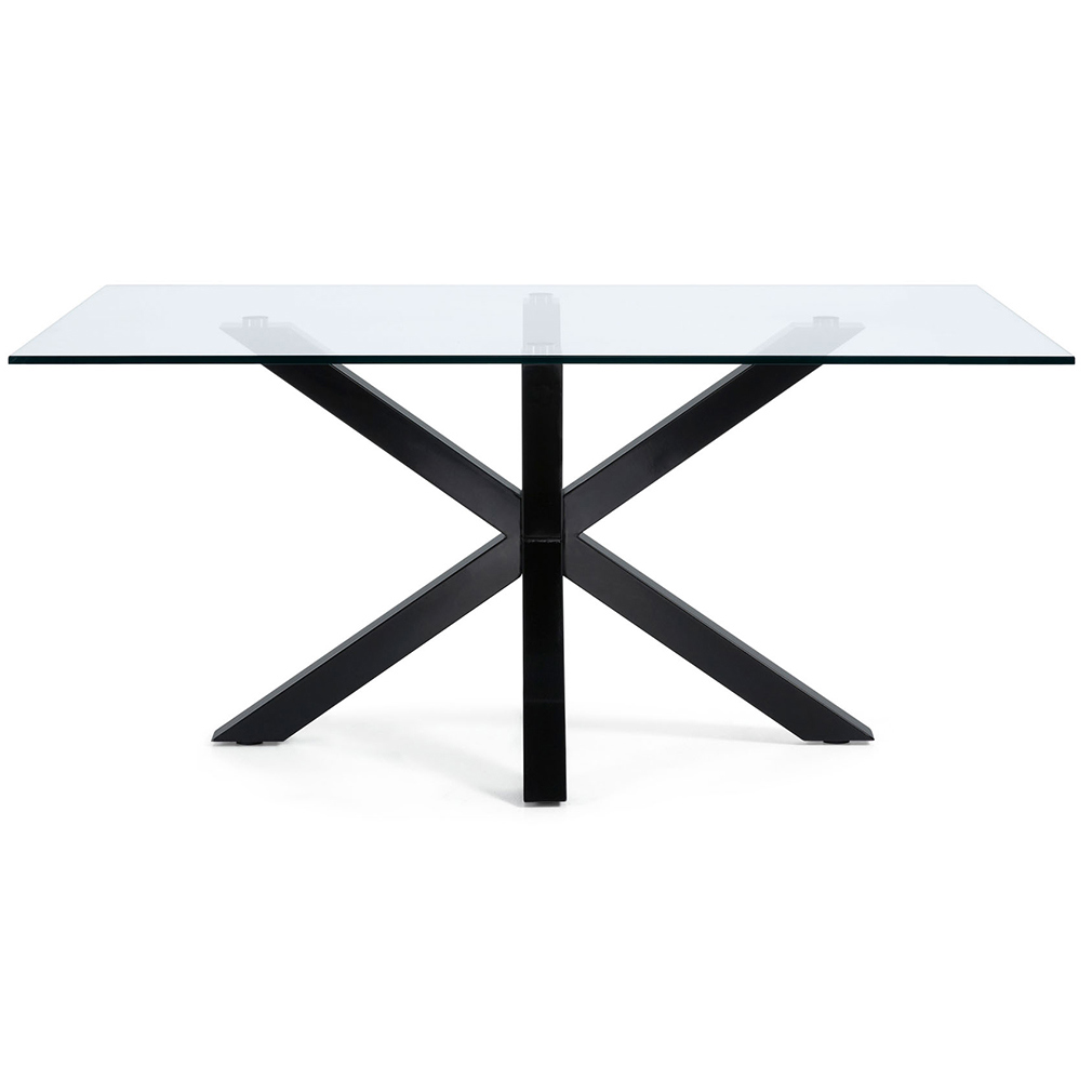 Kave Home Argo-ruokapöytä musta/lasi, 90 x 160 cm
