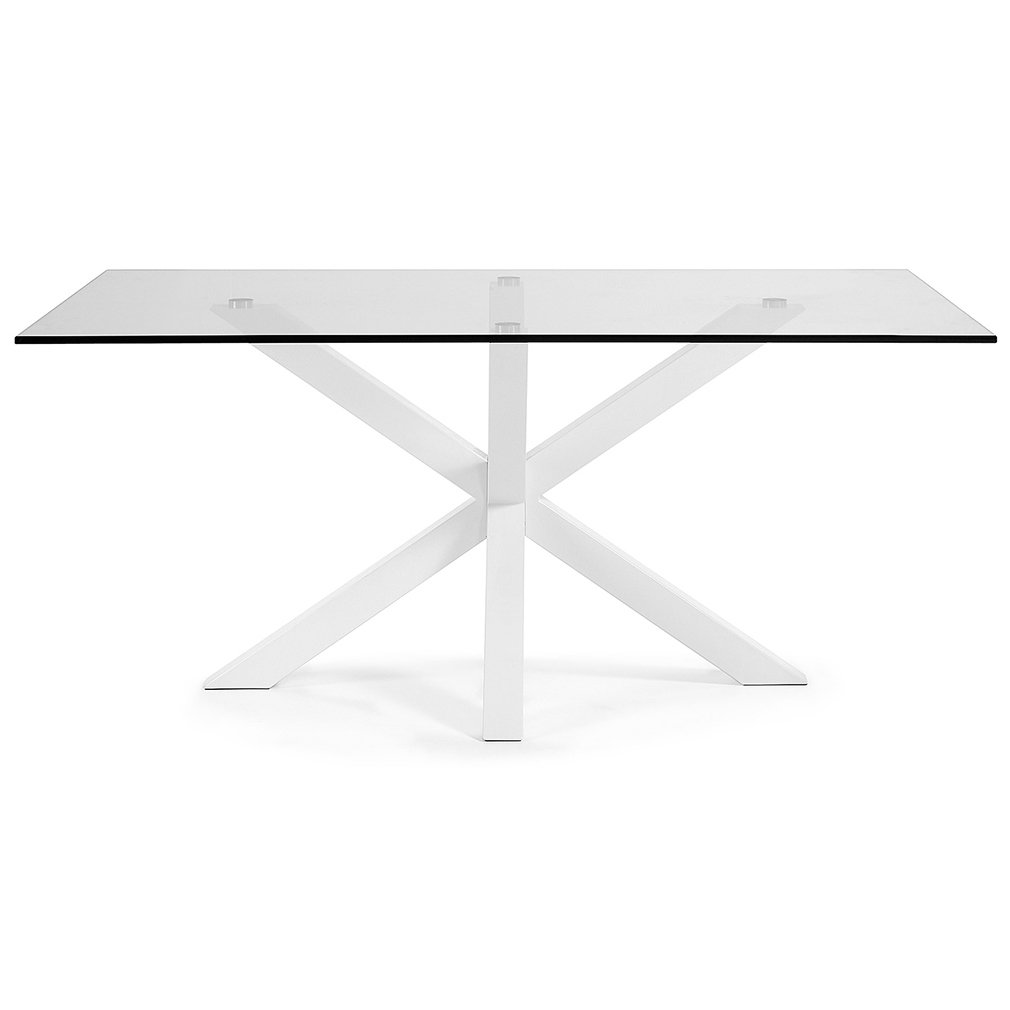Kave Home Argo Dining Table White/Glass, 160 x 90 cm