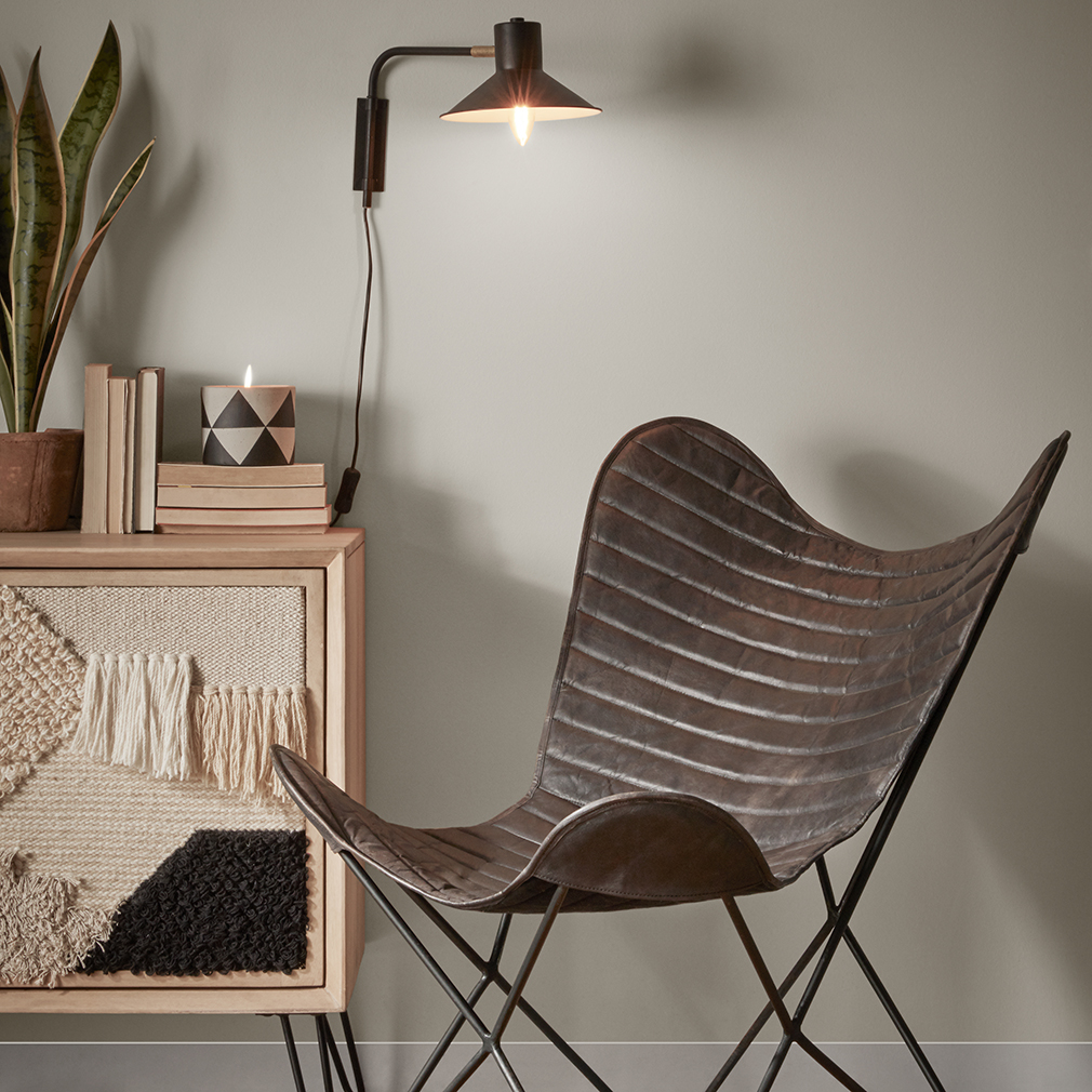 Madeleine home montreux iron top butterfly chair with leather seat