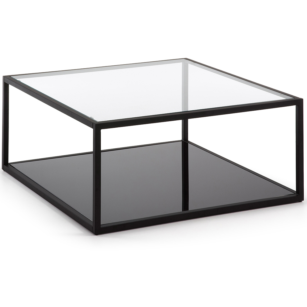 Kave Home Blackhill Coffee Table Black/Glass, 80 x 80 cm