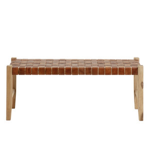 Calixta Bench, Brown Leather, W 120 cm