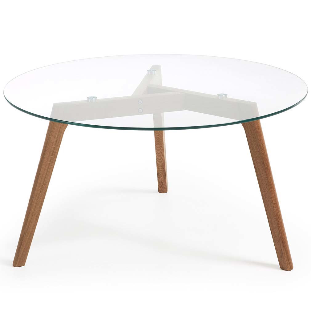 Kave Home Kirb Coffee Table Clear Glass / Oak, ø 90 cm
