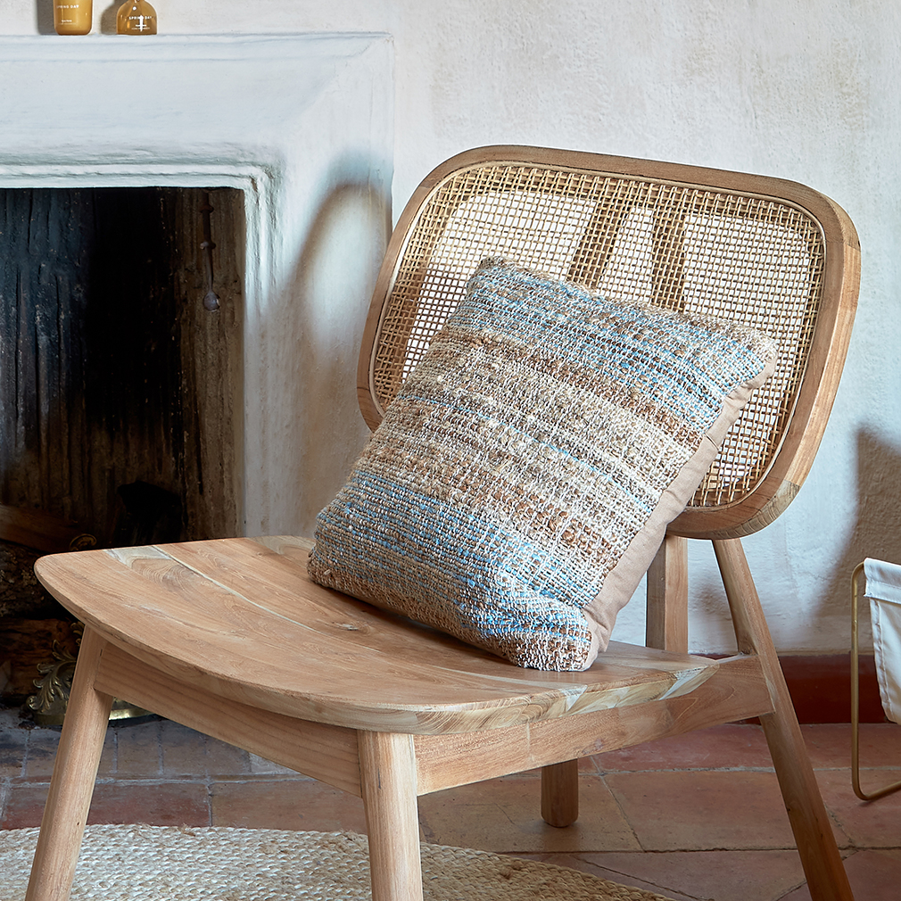 Kave Home Nadra Armchair, Teak/Rattan Vepsäläinen