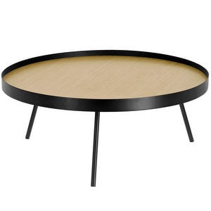 Nenet Coffee Table, Black/Oak, ø 84 cm